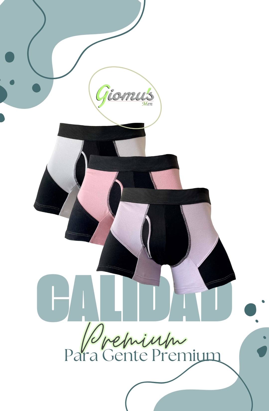Boxer Giomus T2 PACK X3 LILA-ROSA-BLANCO FRONTAL